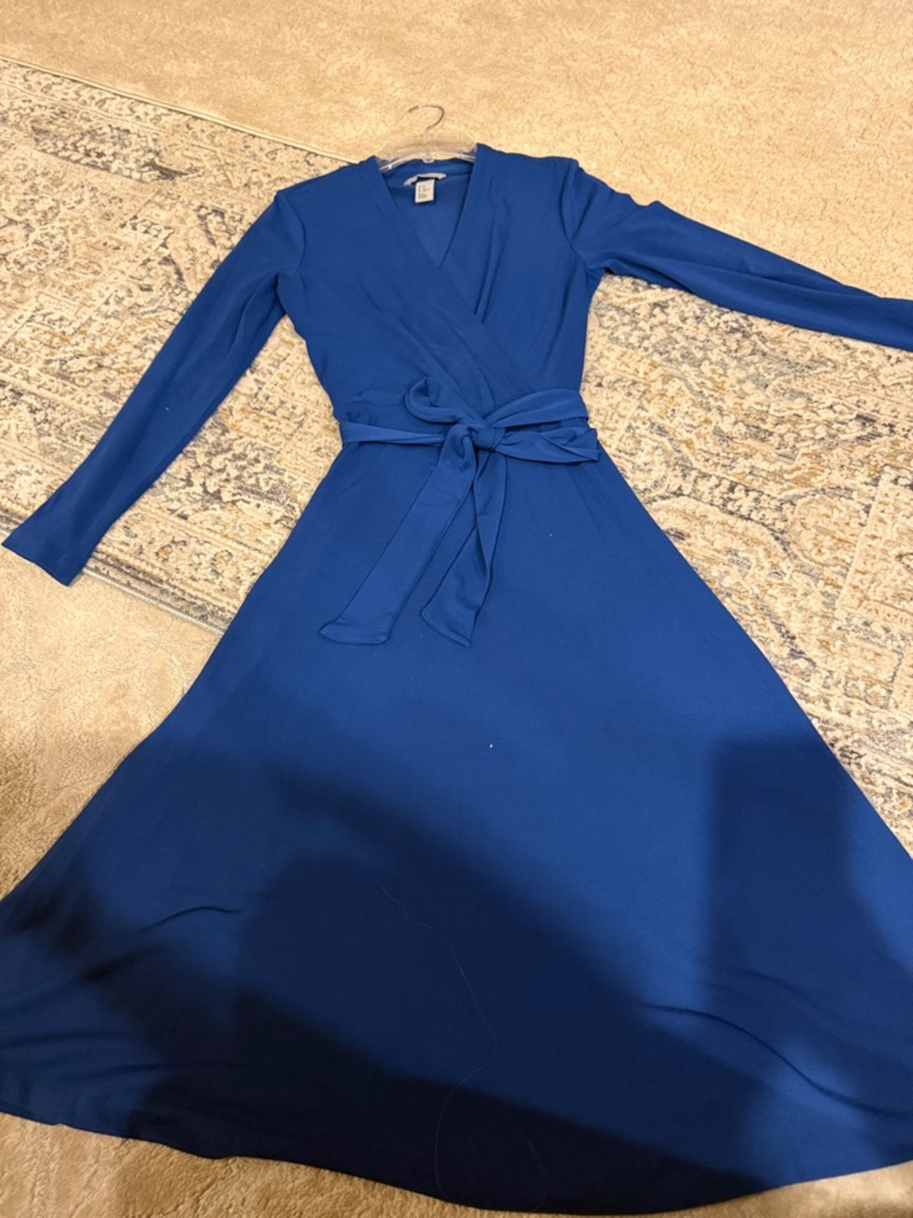 H&M Royal Blue Wrap-Style Long Sleeve Dress